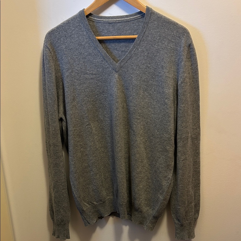 Women Gray V-Neck cashmere made in Italy Sweater